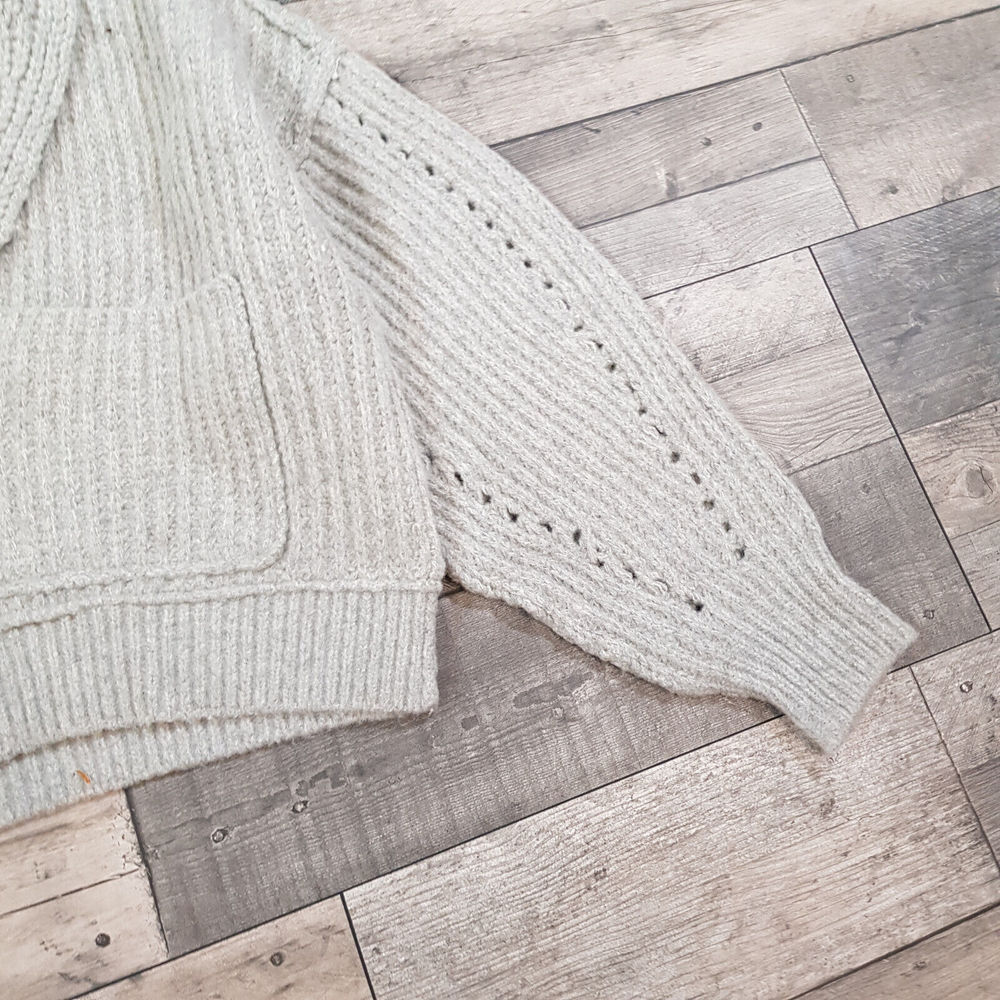Free People Jackson Chunky Knit Cardigan Cardi Large UK 16 Grey Toggle BN - Picture 4 of 12